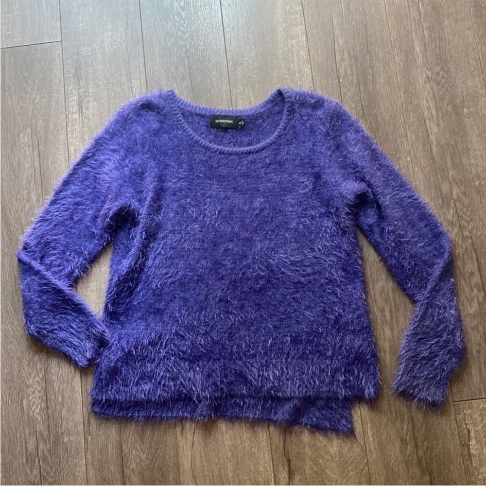 Minkpink purple fuzzy sweater